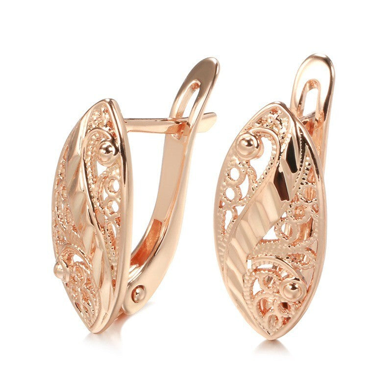 Luxus Damen Ohrringe 585 Rose Gold mit Hohlmuster für Frauen im kalten Stil, Oh3