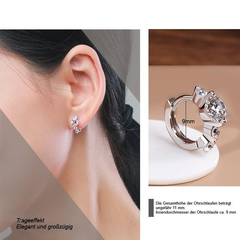925S Silber Damen Ohrringe Creole Zirkonia funkelnde ZirkoniaCreolen, Schmuck1