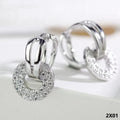 Dazzling Double Circle Linked Ohrringe für Luxus Frauen Silber Farbe0