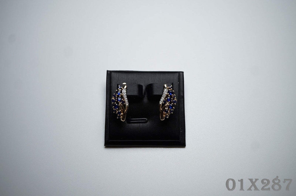 Damen Ohrringe blaue und weiße Blumen mit Zirkonia in Roségold (vergoldet)7