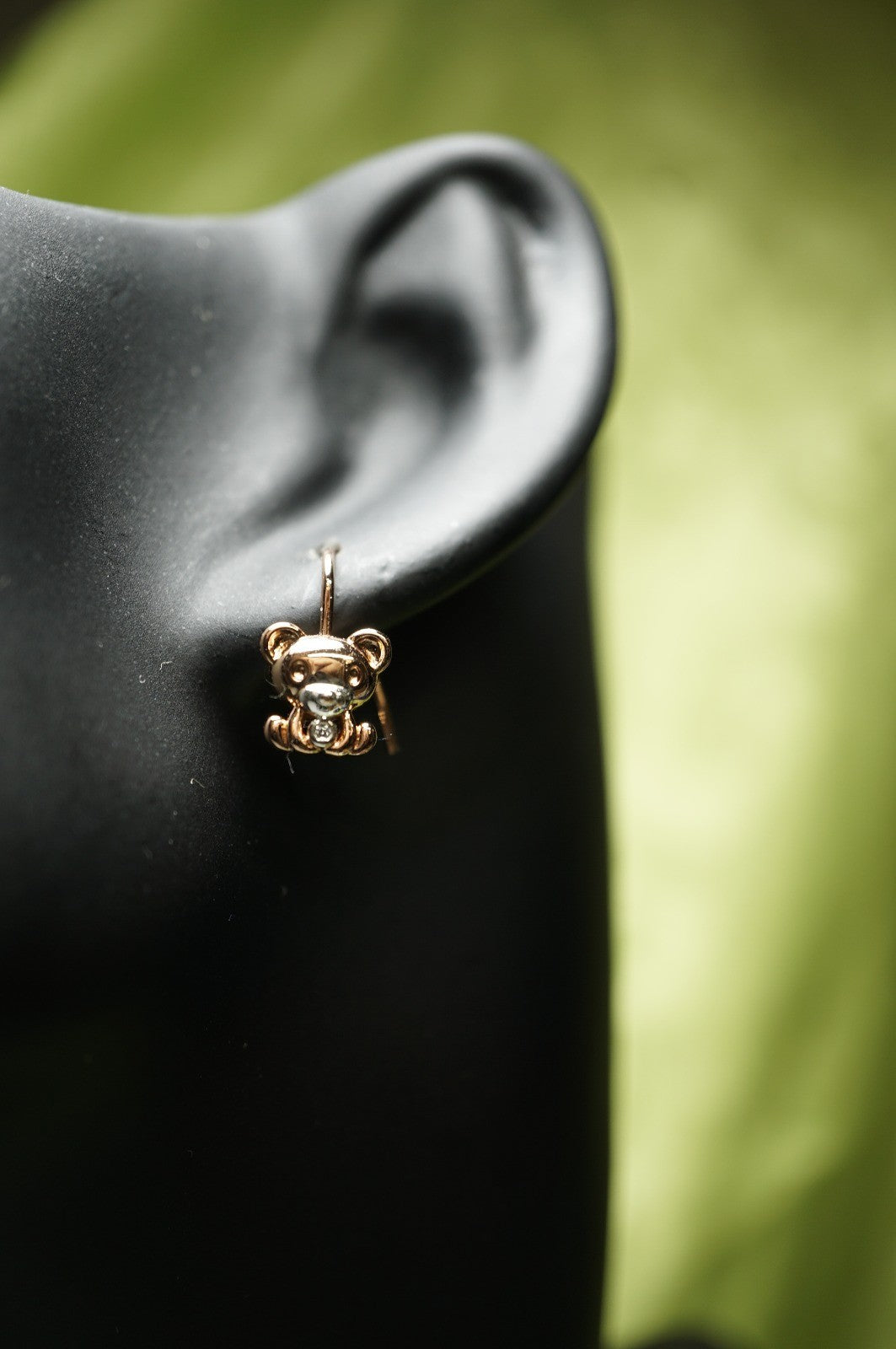 Draht Haken Ohrringe mit Bärenmotiv für Kinder, Zweifarbig Roségold-Plattiert1