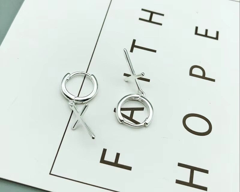 Damen Kreuz Ohrringe 925 Sterling Silber Hypoallergene Ohrringe OHRSCHMUCK2