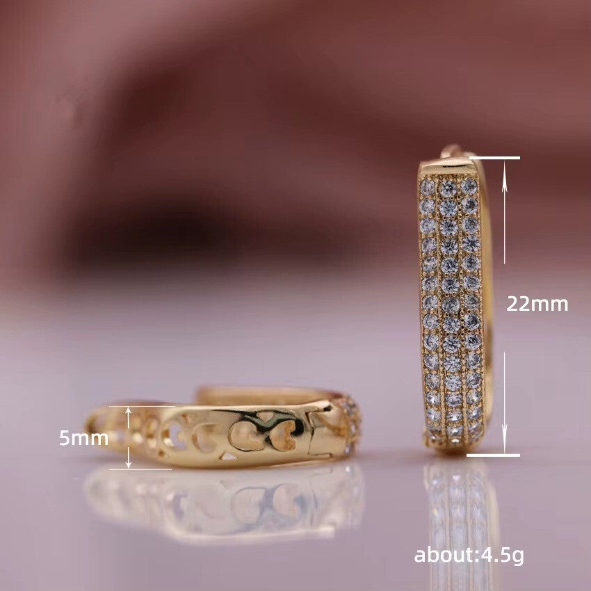 Luxus Ohrringe Creolen Zirkonia Kristallen Gold 14K vergoldet bunt8