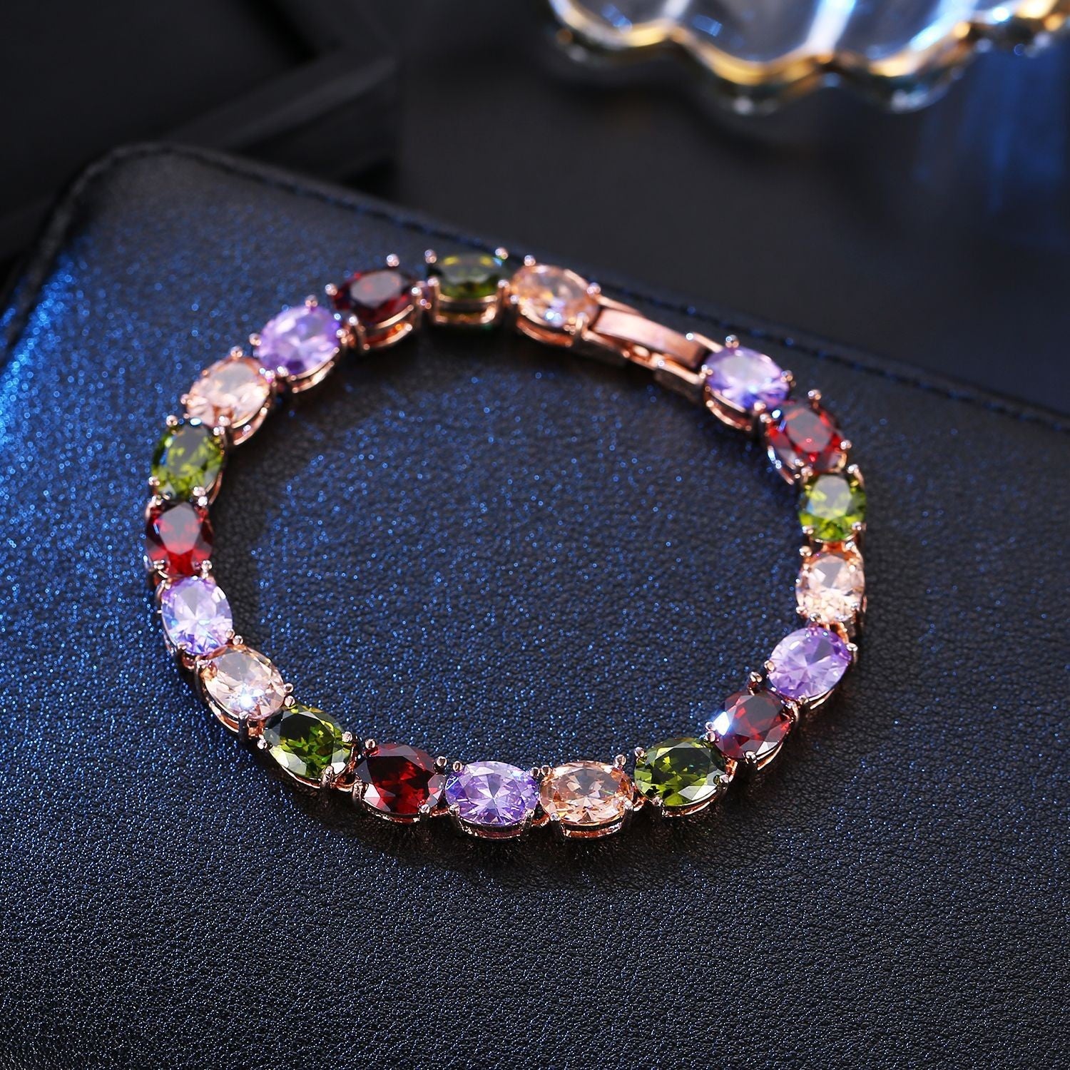 Luxus Damen Armband Rose Gold Trend Galvanisieren von echten Gold ,Farbige Zirk1