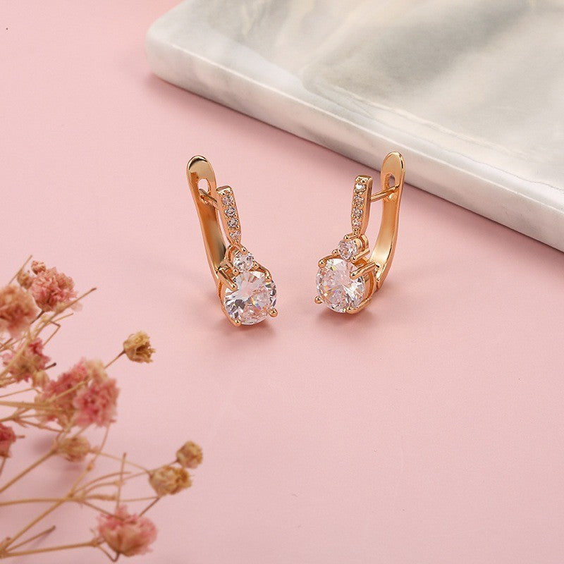 Luxus Damen Ohrringe 585RG Rosé Gold Zirkon ohrringe ohrringe weibliche mode tem9