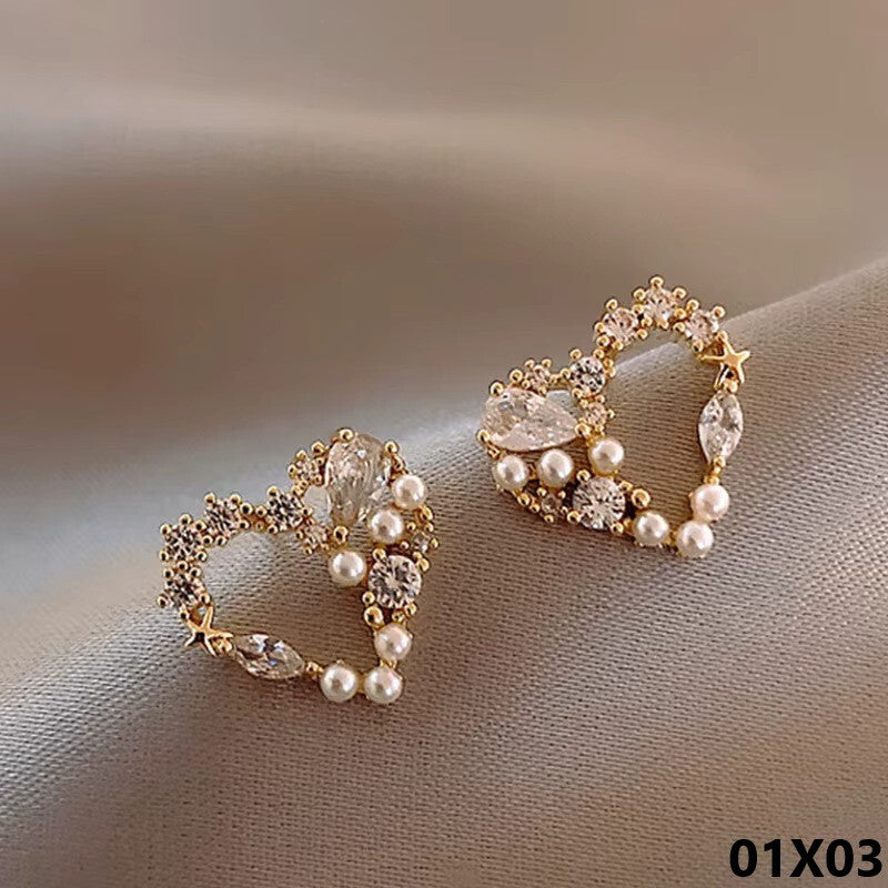 Einfache Imitation Pearl Love Herz Ohrringe für weibliche Temperament Ohr stecke0
