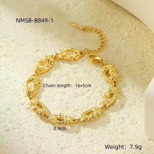 Luxus Damen Armband Edelstahl 18Kvergoldet Armreifen Vulkan Muster unregelmäßige1