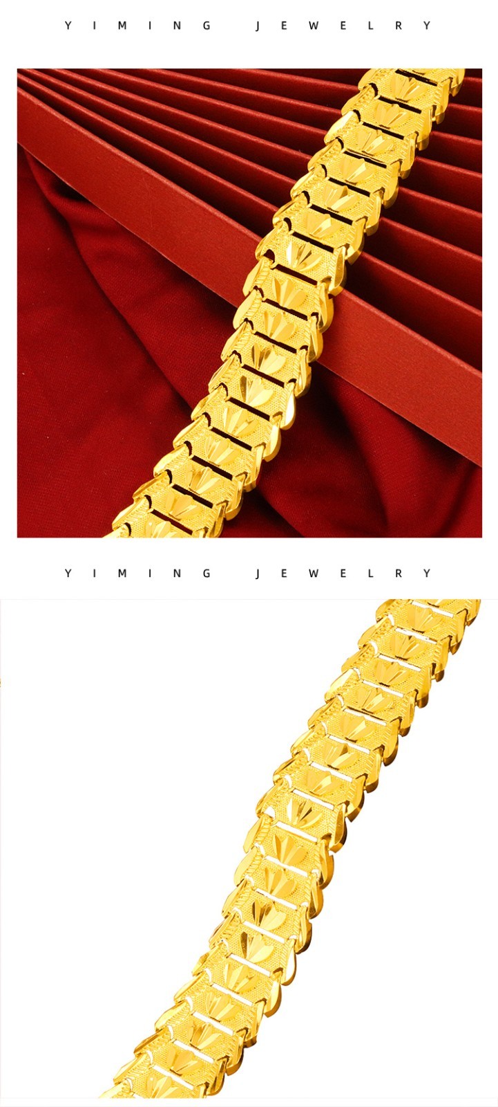 Vergoldetes Herren Armband mit Hühnerkrallenmuster modische Uhrenkette Gold 22cm3