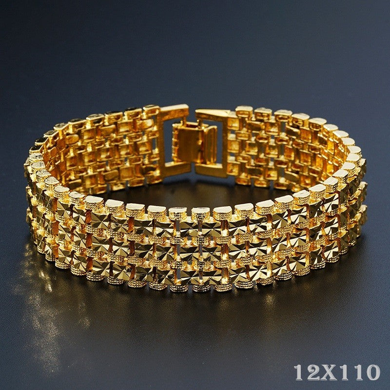 Luxus Armband Gold 19,3cm Damen Herren aus reinem Kupfer, vergoldet, Herrenuhrke0