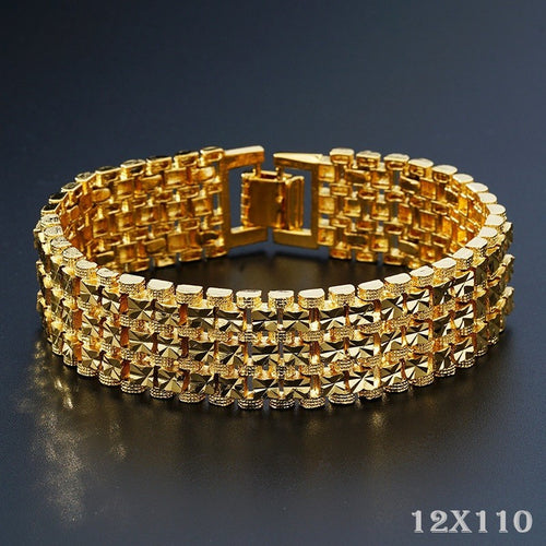 Luxus Armband Gold 19,3cm Damen Herren aus reinem Kupfer, vergoldet, Herrenuhrke0