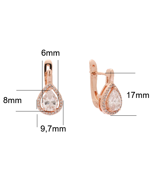 Damen Große Halo-Ohrringe tropfenförmigem Zirkon-Stein aus Roségold (vergoldet)6