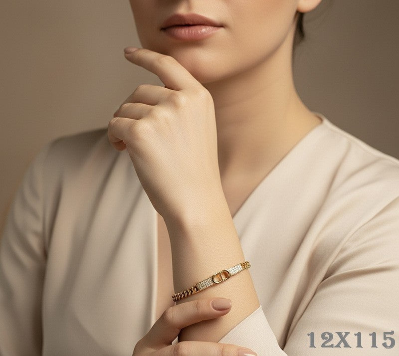 Damen Armband Kupferplattiertes, goldfarbenes kubanisches, modisch und luxuriös5