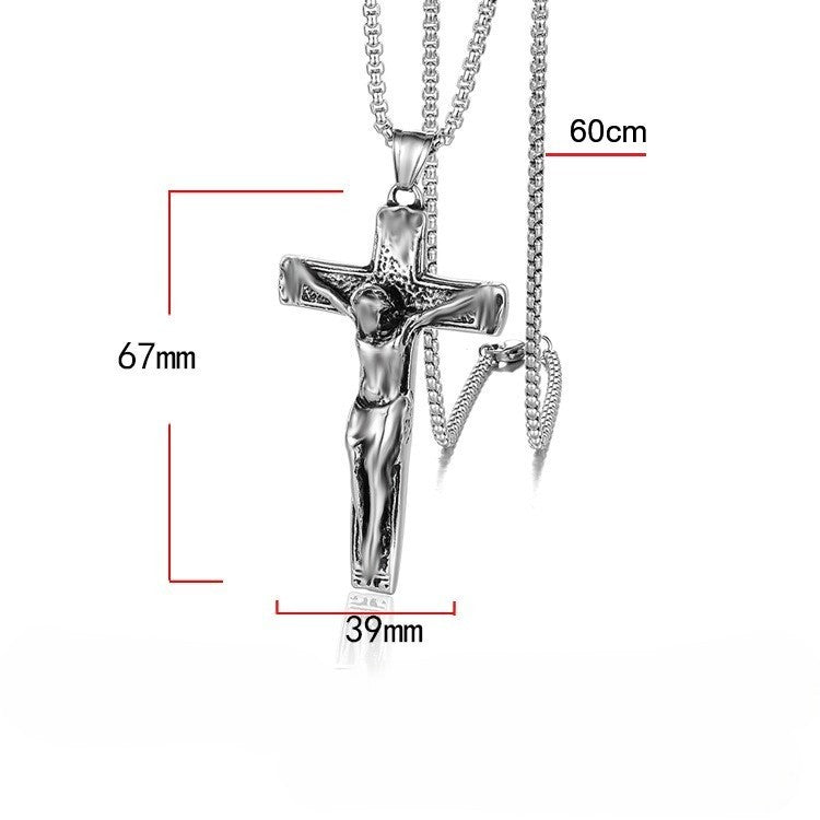 Herren Halskette versilbert Christus Jesus Kreuz Kruzifix Edelstahl Anhänger2