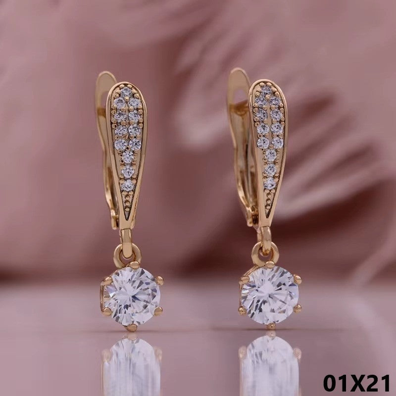 Damen Ohrringe Zirkon 585 Rose Gold vergoldete Ohrringe Frau charmante Creolen3