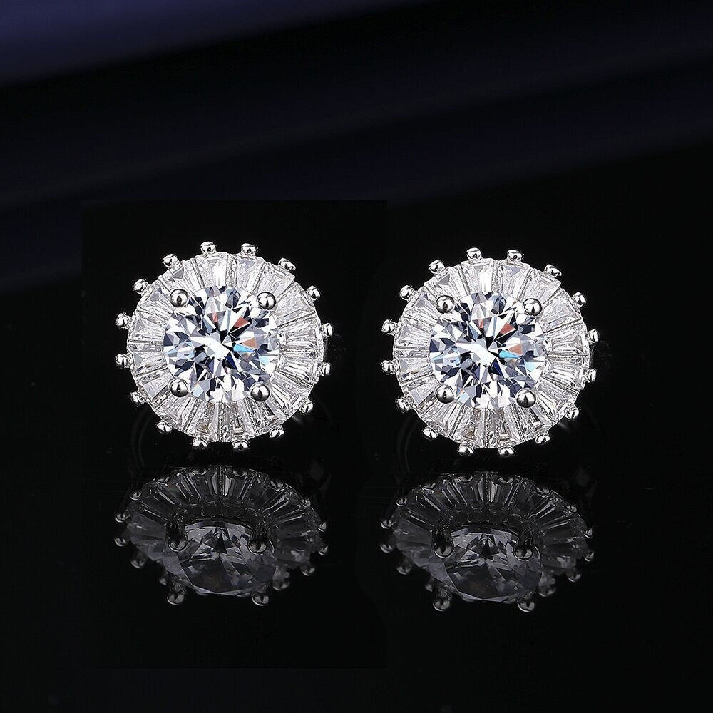 Luxus Ohrringe Creolen Simulation Moissanite ein Karat Weisgold modische Schmuck2