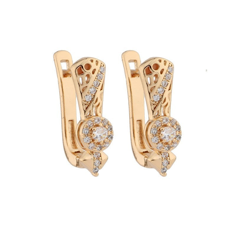 Damen Ohrringe Gold ZirkoniaEinlage, Hochwertige, schlichte neues Design3