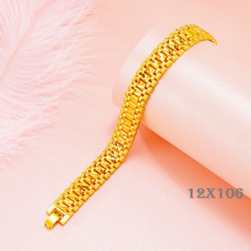 Herren Armband Armbanduhrkette Sandgoldschmuck in Tankform aus 24K Goldimitat,0