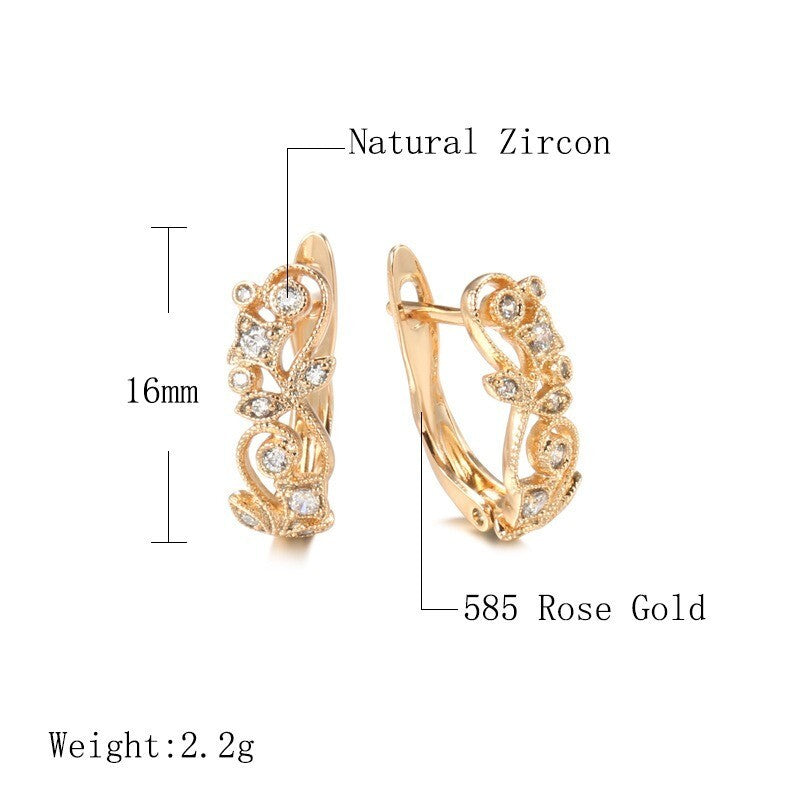 Luxus Ohrringe 585 Rolled Roségold überzogen Blumen CZ für Damen Geschenk6