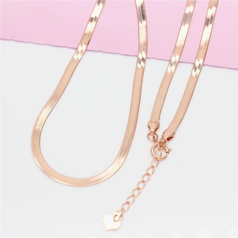 Damen Kette Halskette 585 Roségold überzogene Schlangenknochen 42+3cm2