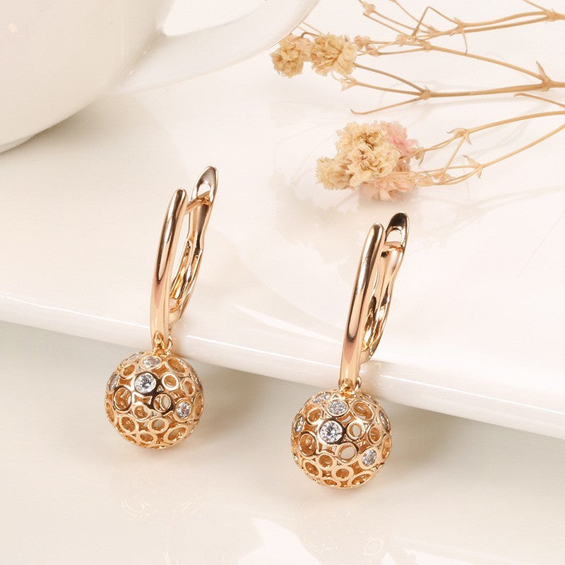 Damen Ohrringe Kugelohrringe 585RG Roségold, mit natürlichen Zirkonia3
