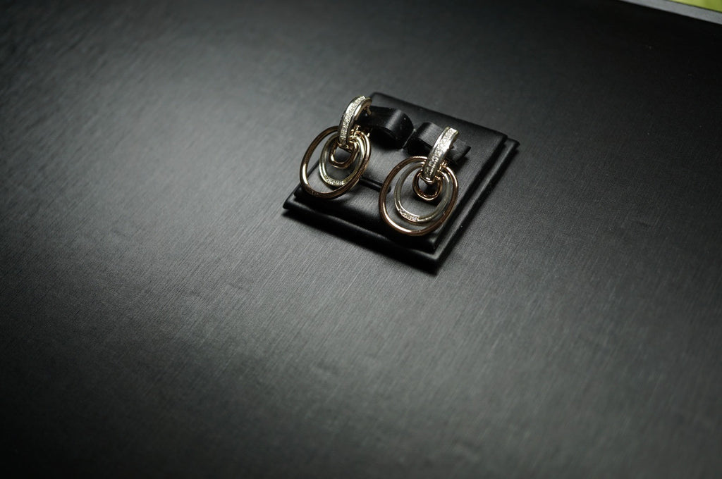 Luxus Damen zweifarbige Ohrringe aus 14-karätigem Roségold hochwertige vergoldet10