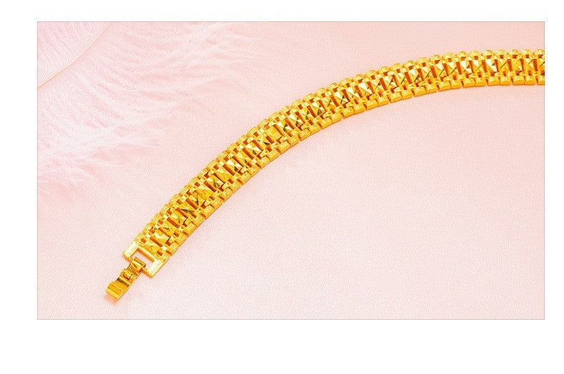 Herren Armband Armbanduhrkette Sandgoldschmuck in Tankform aus 24K Goldimitat,4