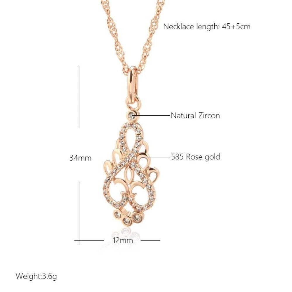 Damen Halskette Blume Anhänger 585er Roségold vergoldet mit Zirkonia1