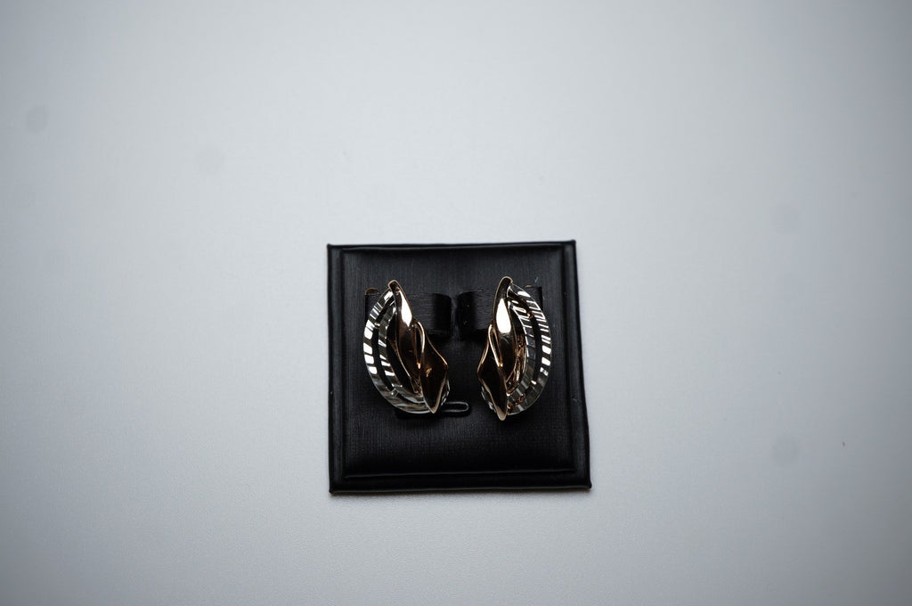 Damen Zweifarbige Ohrringein 585 Roségold ineinandergreifenden Bändern ,Schmuck13
