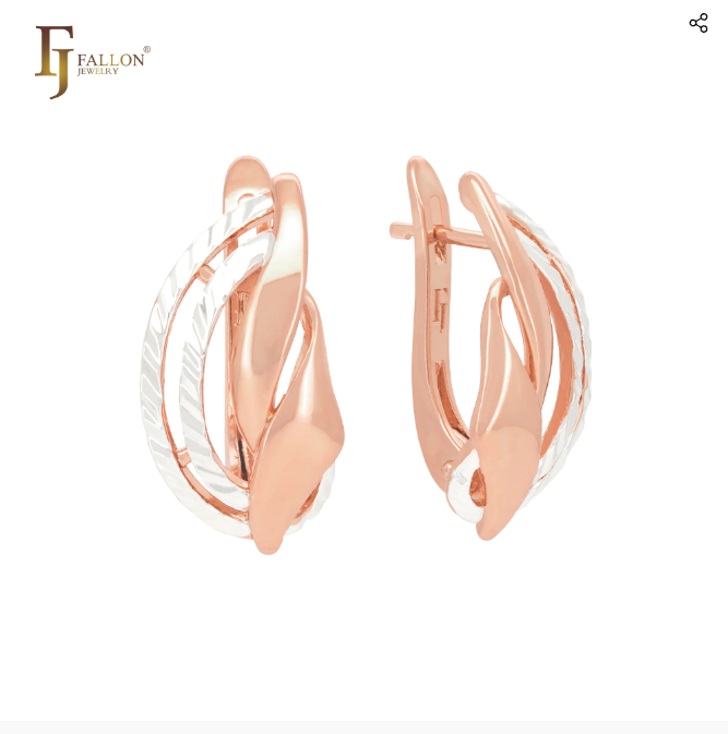 Damen Zweifarbige Ohrringein 585 Roségold ineinandergreifenden Bändern ,Schmuck0