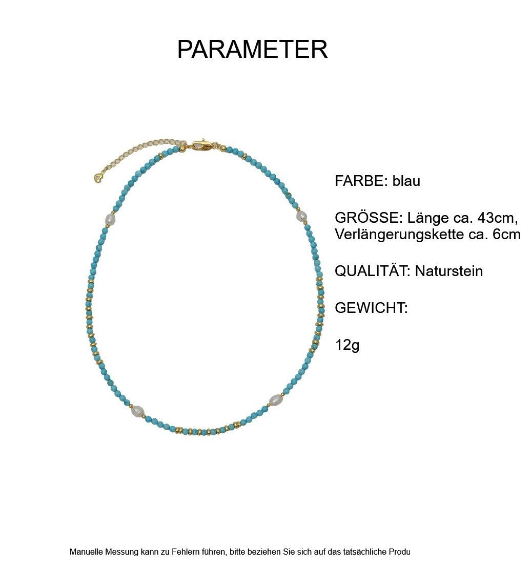 Damen Natürliche Perlen Halskette Türkisfarbene Perlen Kette Damen, AllMatch5
