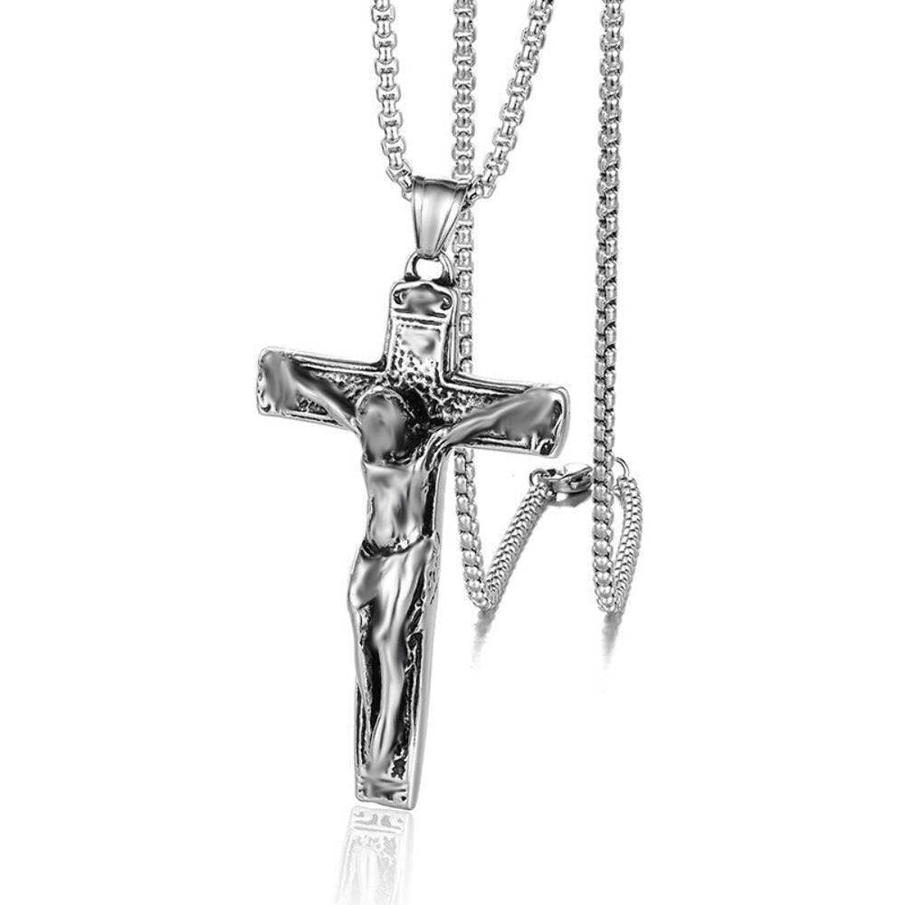 Herren Halskette versilbert Christus Jesus Kreuz Kruzifix1