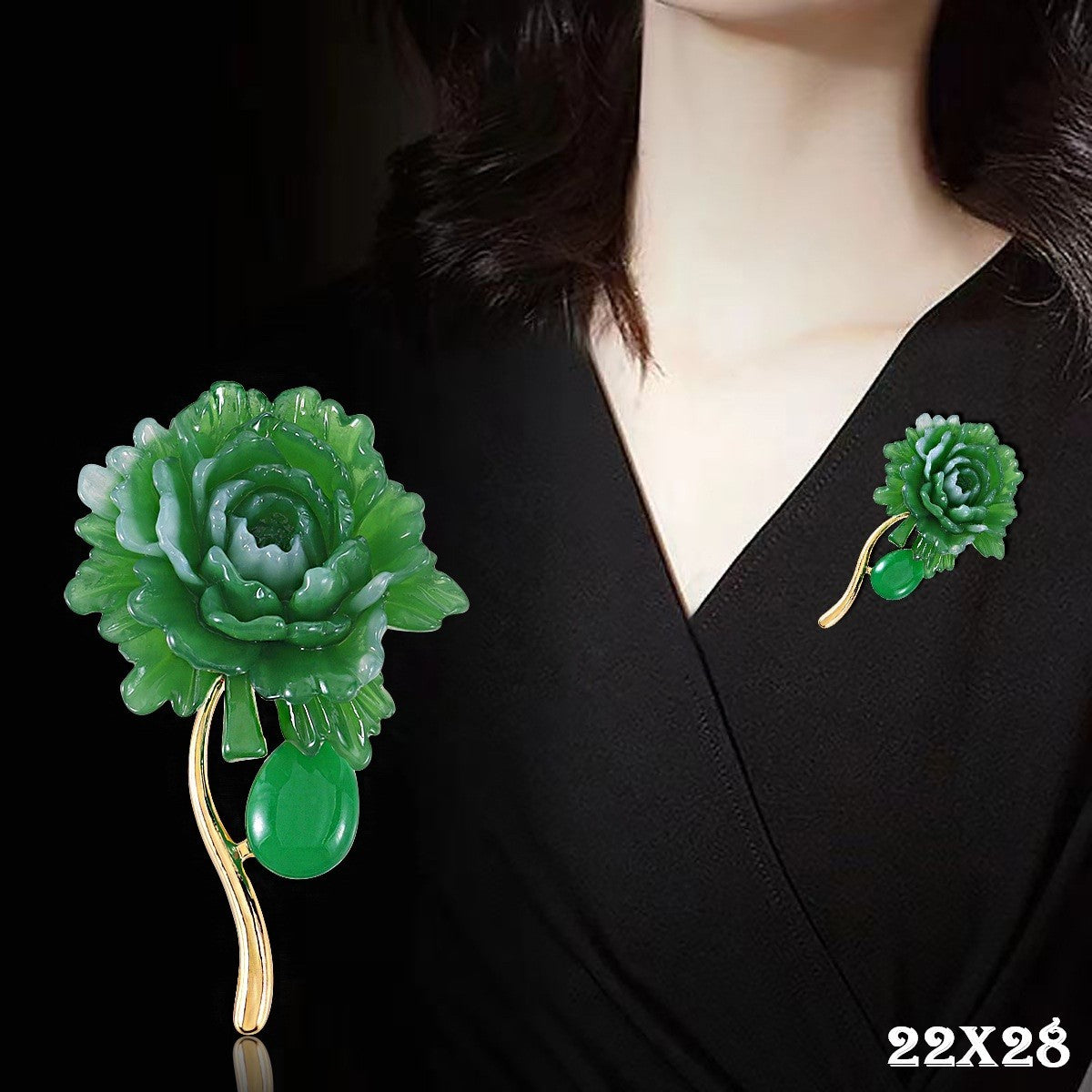 Luxus Damen Brosche Highend exquisite und elegante grüne rose brosche mode klei0