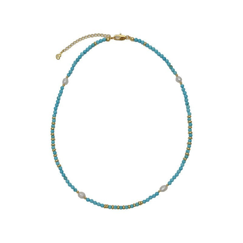 Damen Natürliche Perlen Halskette Türkisfarbene Perlen Kette Damen, AllMatch4