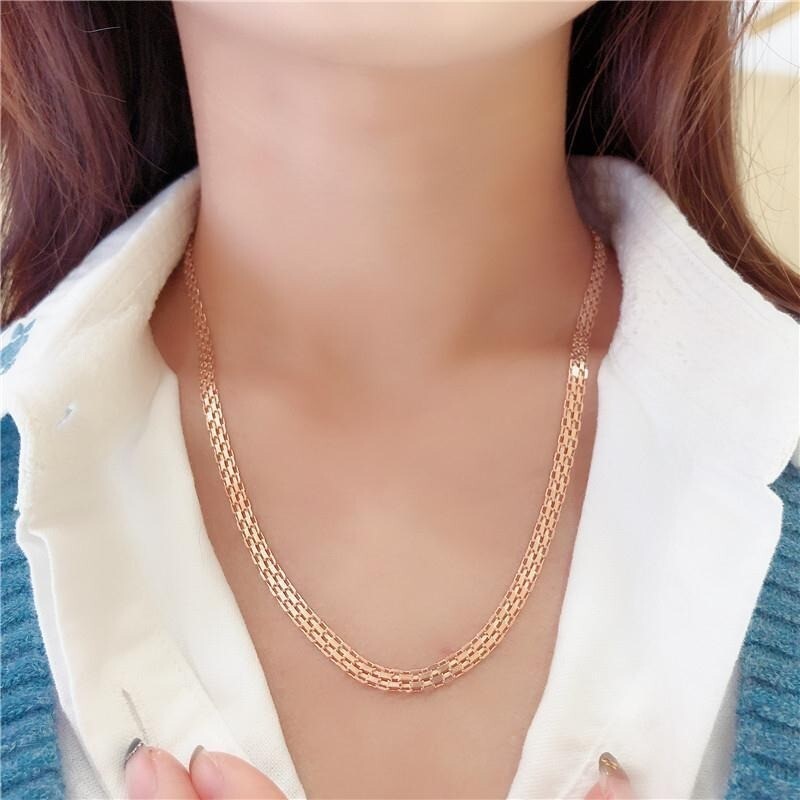 Luxus Damen Halskette breite spitze  585 Rose gold Kette  Schmuck1
