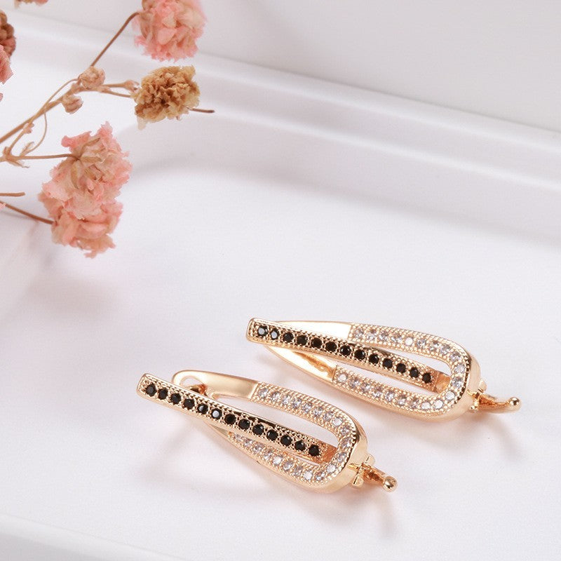 Luxus Damen Ohrringe 585RG Roségold ZweiTon Zirkon Ohrringe KreuzGrenze Schmuc6