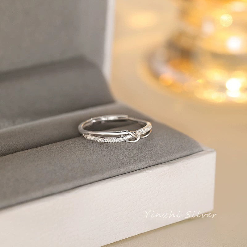 Damen Ring 925 Sterling Silber, leichtes LuxusNischendesign, modisch, verstellb4