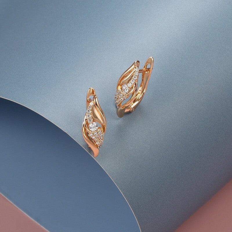 Luxus Damen Ohrringe 585 Rosé Gold überzogen Design Kristall für Damen Geschen4