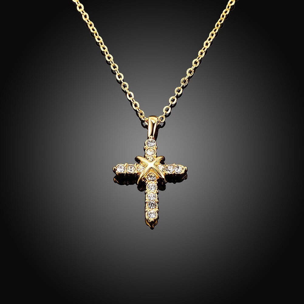 Damen Kette mit Kreuz Anhänger 18K vergoldet5