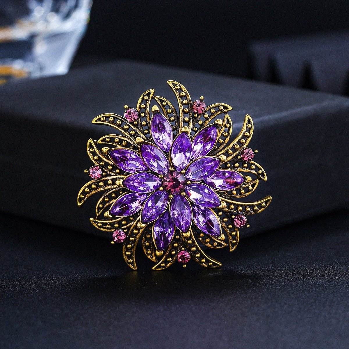 Damen Brosche Blumen Kristallglas Luxus elegant für Anzugjacke Schmuck2