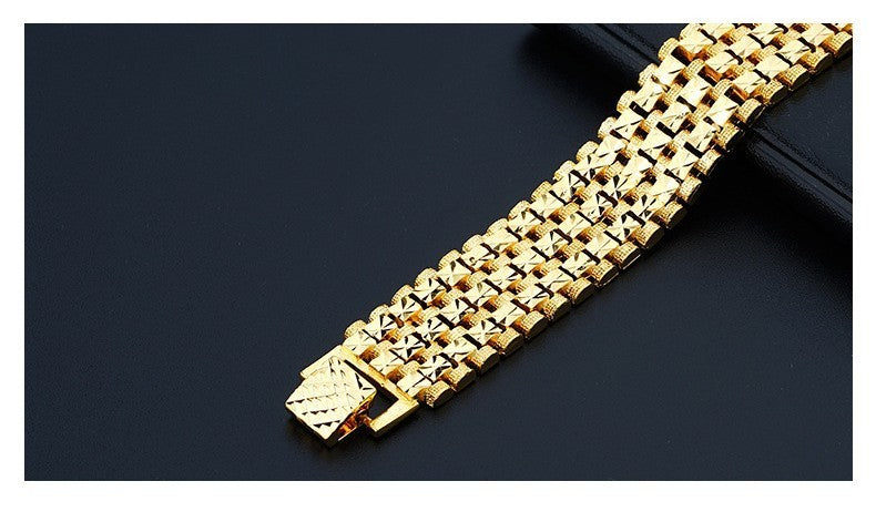 Luxus Armband Gold 19,3cm Damen Herren aus reinem Kupfer, vergoldet, Herrenuhrke5
