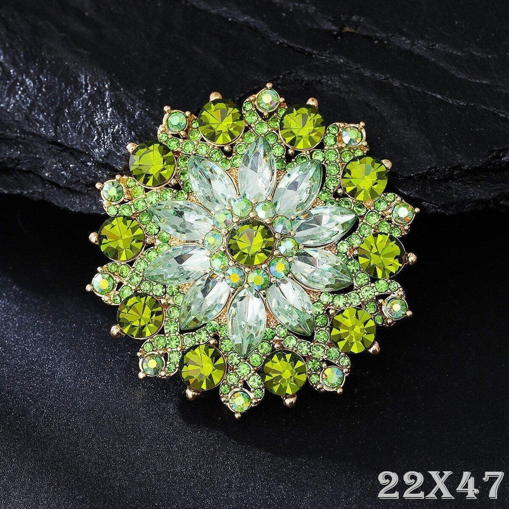 Grüne Strasssteine Sonnenblumen Damen Brosche8