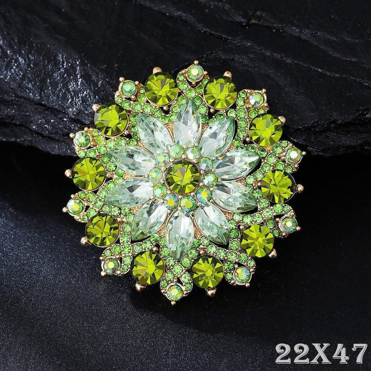 Grüne Strasssteine Sonnenblumen Damen Brosche8