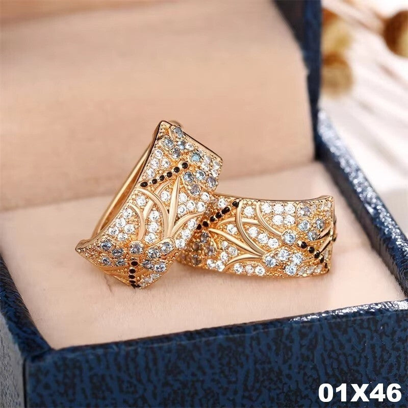 Luxus Damen Creole Ohrringe Zirkonia Kristalle Design 18K vergoldet Hochzeits0