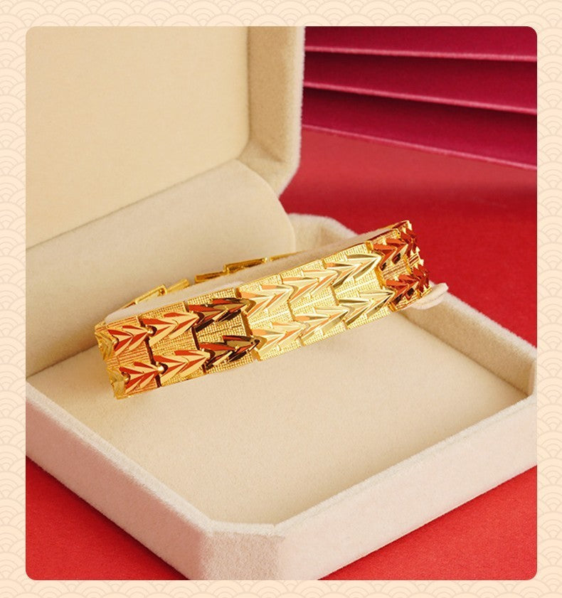 Damen Herren Armband Gold Panzerkettenarmband Vietnamesisches, vergoldetes 21cm7