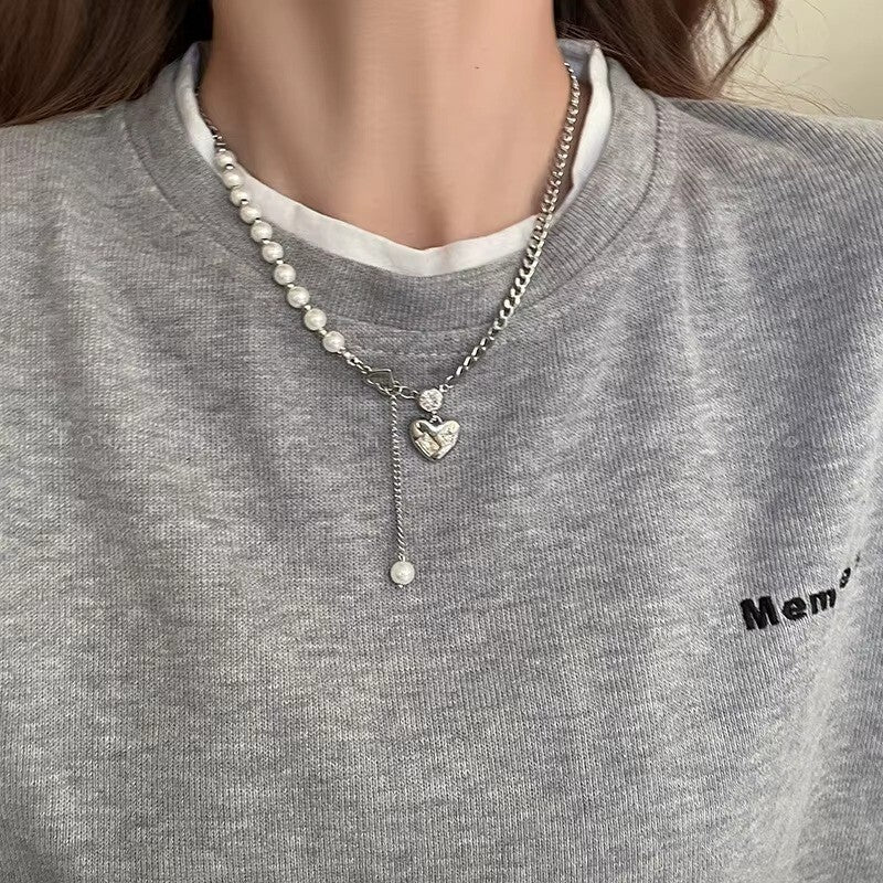 Mädchen Halskette Amor Bogen Kristall Perlen Choker Kette Schmuck Design1