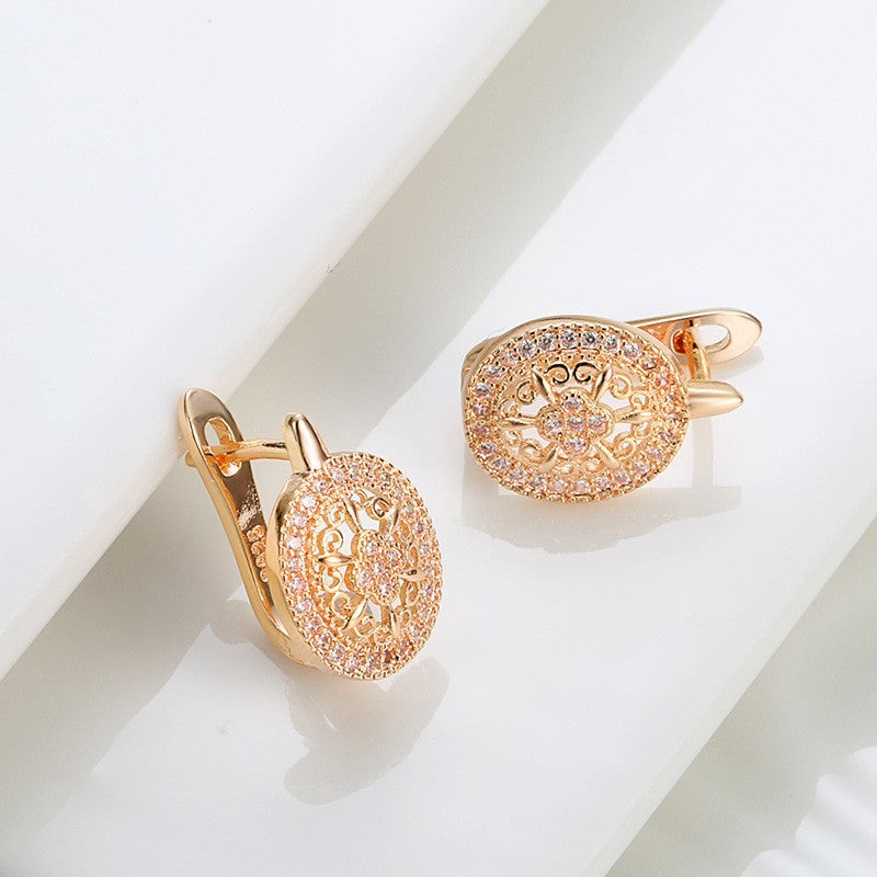 Luxus Damen Ohrringe 585RG Roségold Blumen Weiß CZ für Damen Geschenk Schmuck8