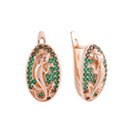 Damen Ohrringe Chamäleon 585 Rosegold smaragdgrünen Zirkon-Clustern in Roségold0