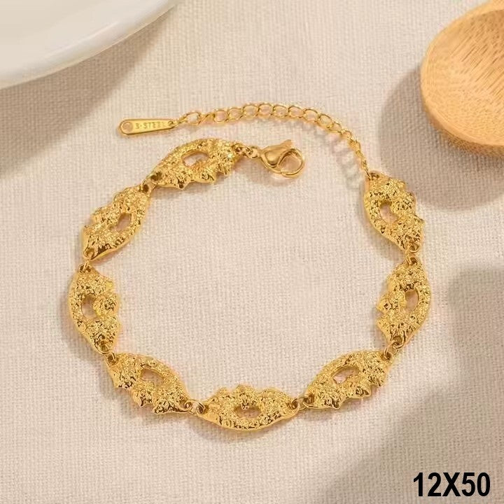 Luxus Damen Armband Edelstahl 18Kvergoldet Armreifen Vulkan Muster unregelmäßige4