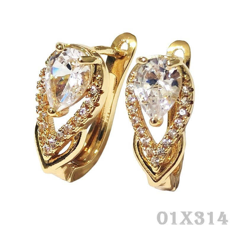 Minimalistische Damen Ohrringe Gold Farbe exquisite, tropfenförmige ZirkonOhrri4