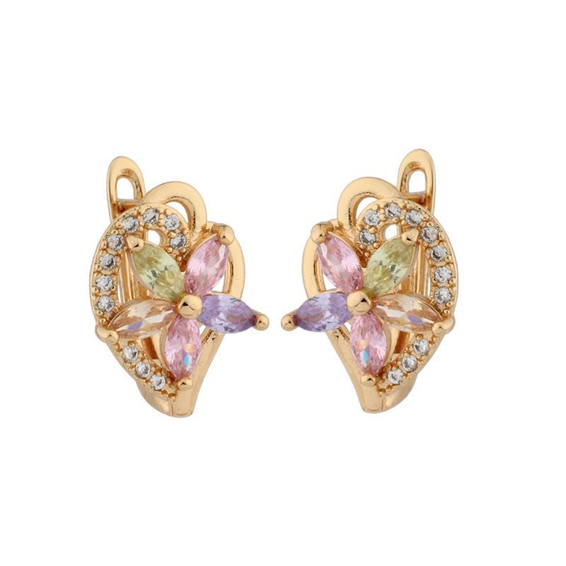 Luxus Damen Ohrringe Gold vergoldet Zirkonia in Blumenform elegante und leichte4